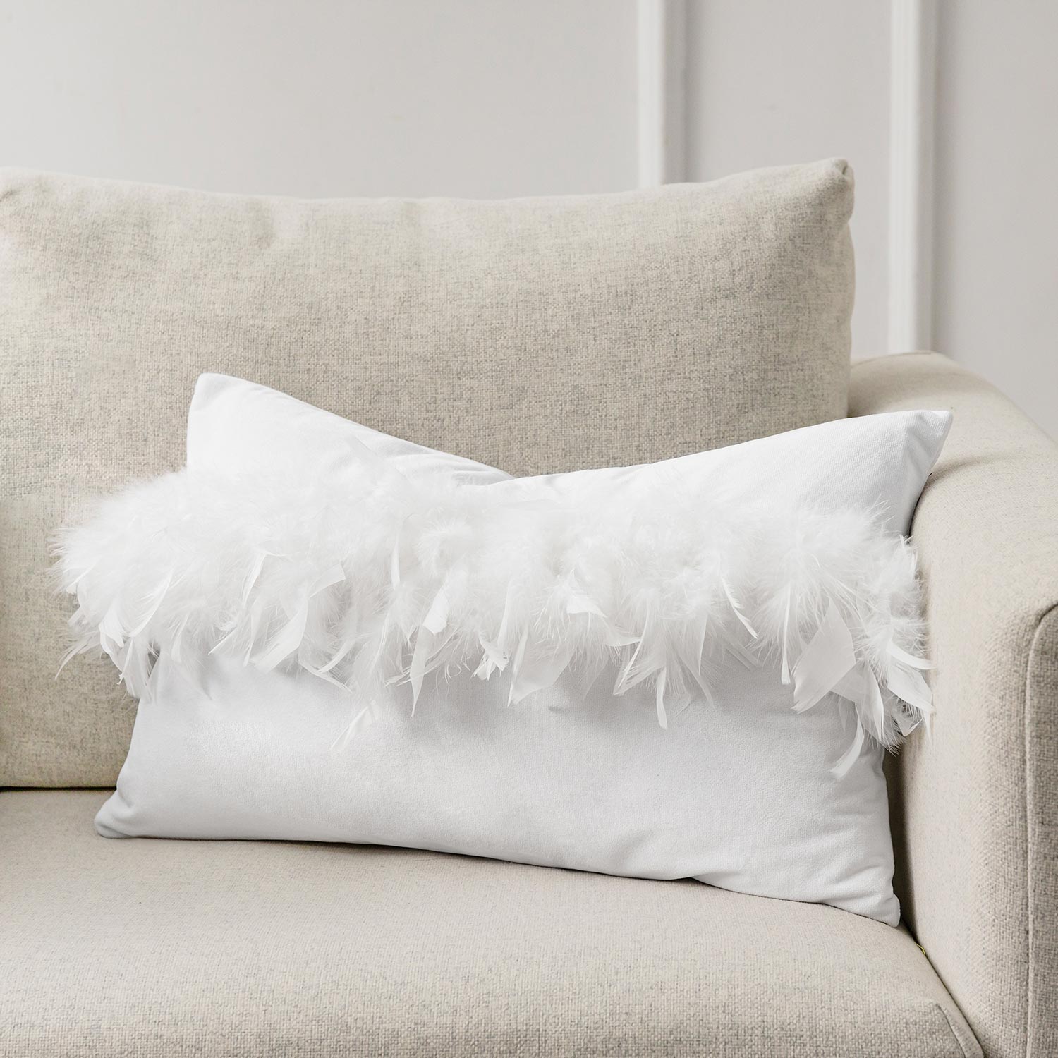 White feather outlet cushion