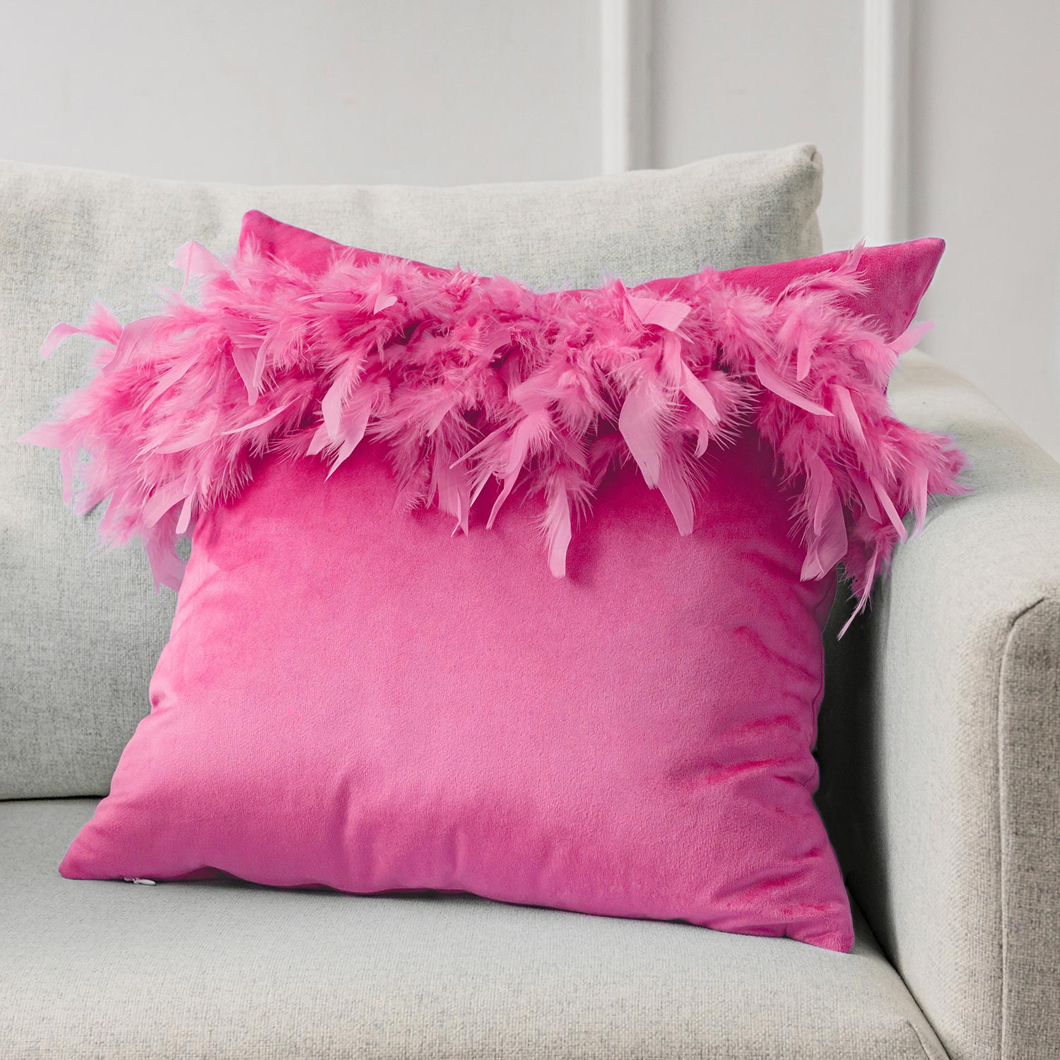 Phantoscope Plush Faux Fur Full Throw Pillow with Insert, 12x20, Pink, 1  Pack 